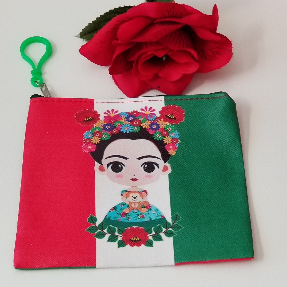 Frida Kahlo Coin Bag Keychain New